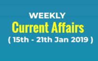 Weekly Current Affairs (08th to 14th January 2019)